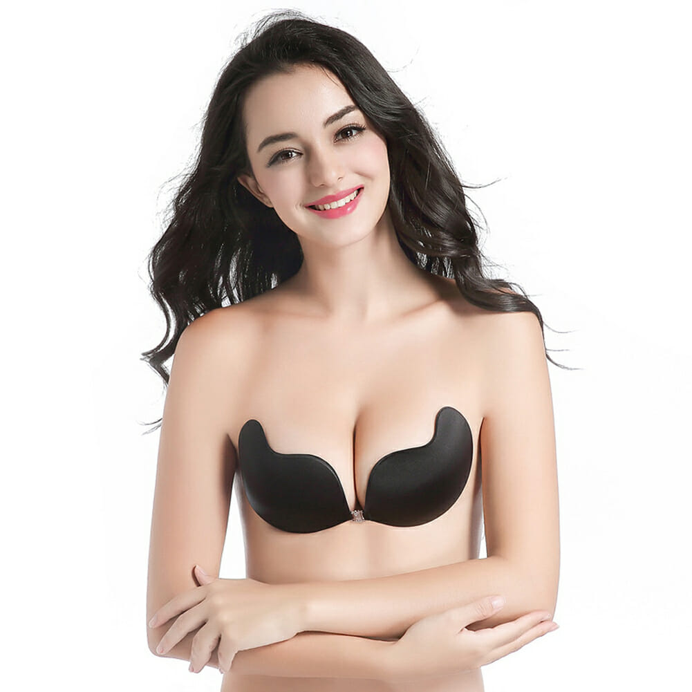 Adhesive Bra Reusable Push up Deep V Silicone Invisible Nubra Allezola –  Product Testing Group