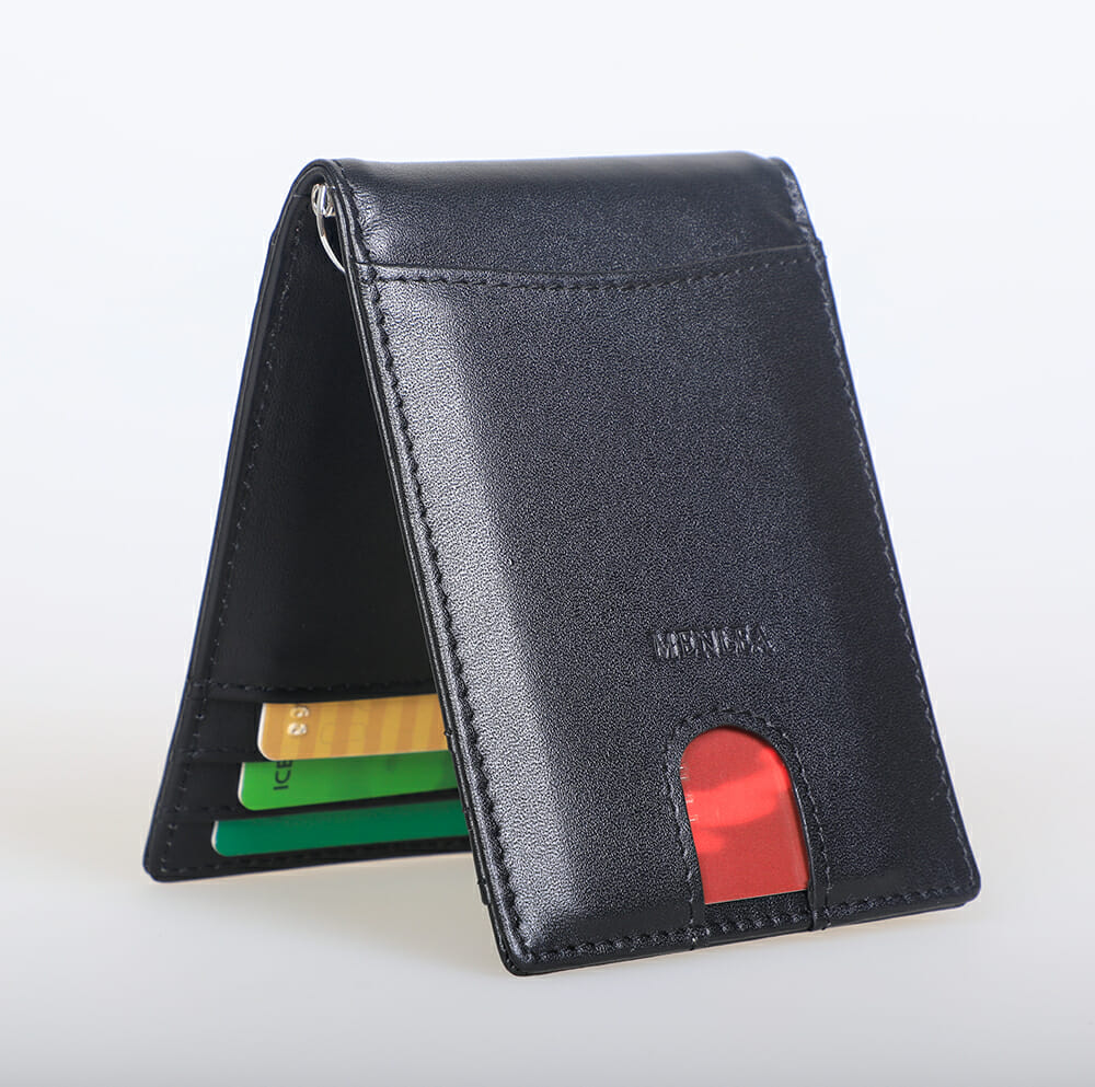Wallets for Men,Menlea Mens Money Clip Leather Slim Wallets with RFID Blocking Smart Front Pocket Gift Box