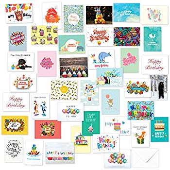 Happy Birthday Cards – 42 Blank Cards and Envelopes – Cute Birthday ...