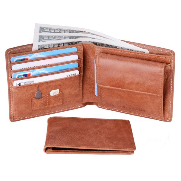 RFID Leather Mens Wallet Bifold with Coin Pocket and Removable 3 ID ...