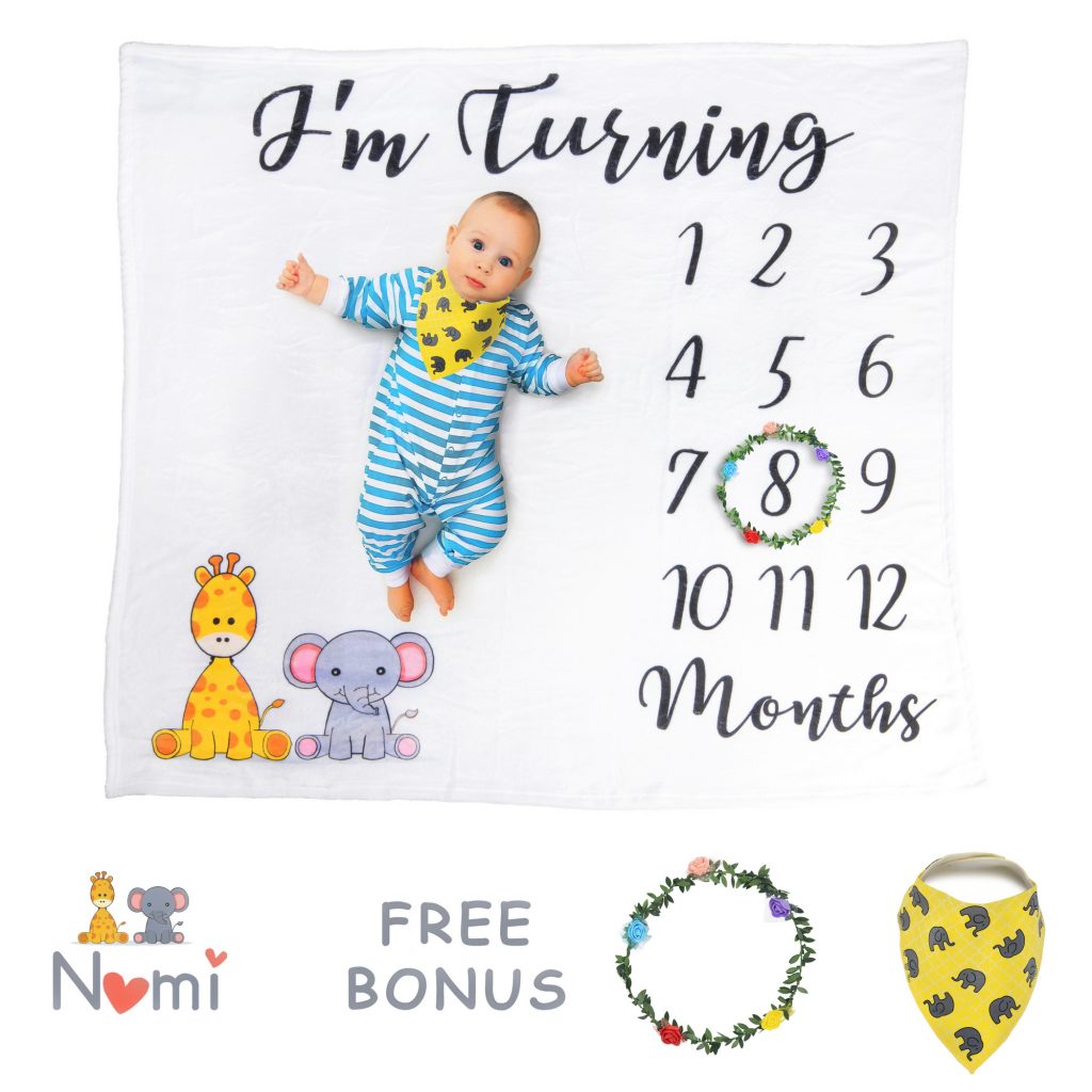 Download Nomi Baby Monthly Milestone Blanket For Boys Girls Soft And Thick Fleece Baby Blankets 44 X 47 Inch Creates Adorable Milestones Pictures For Newborns Organic Cotton Bib And Wreath Month