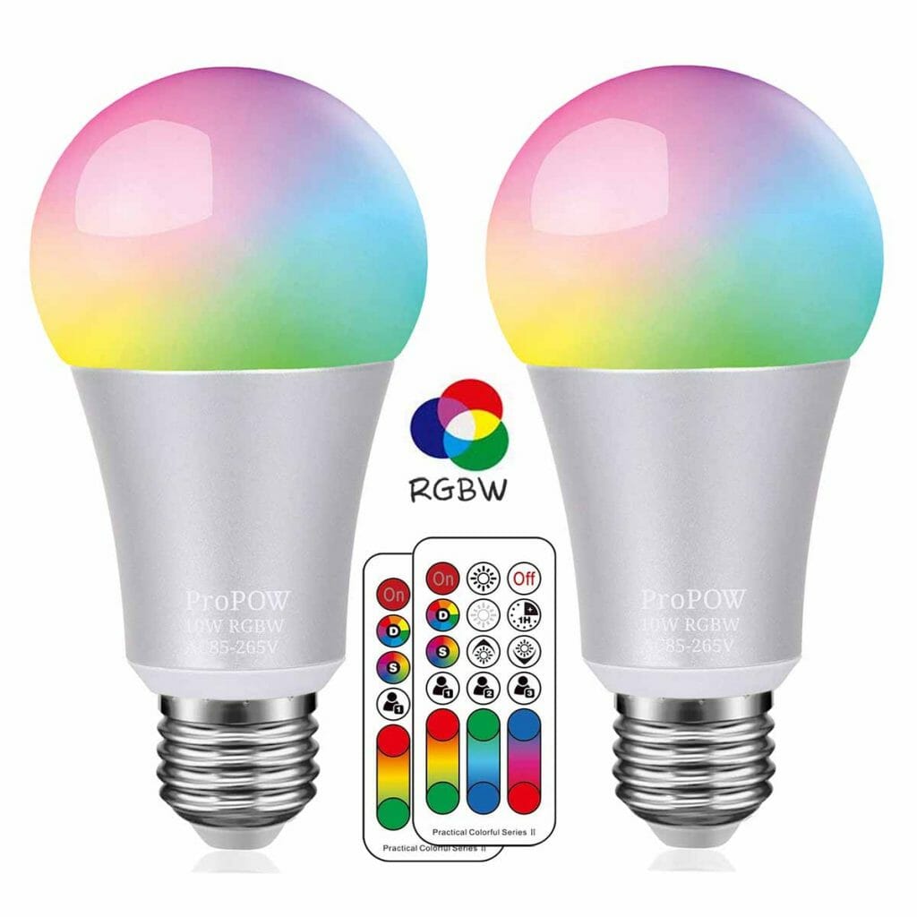 A19 10W RGBW Color Changing Light Bulbs With Remote Control RGB Soft 