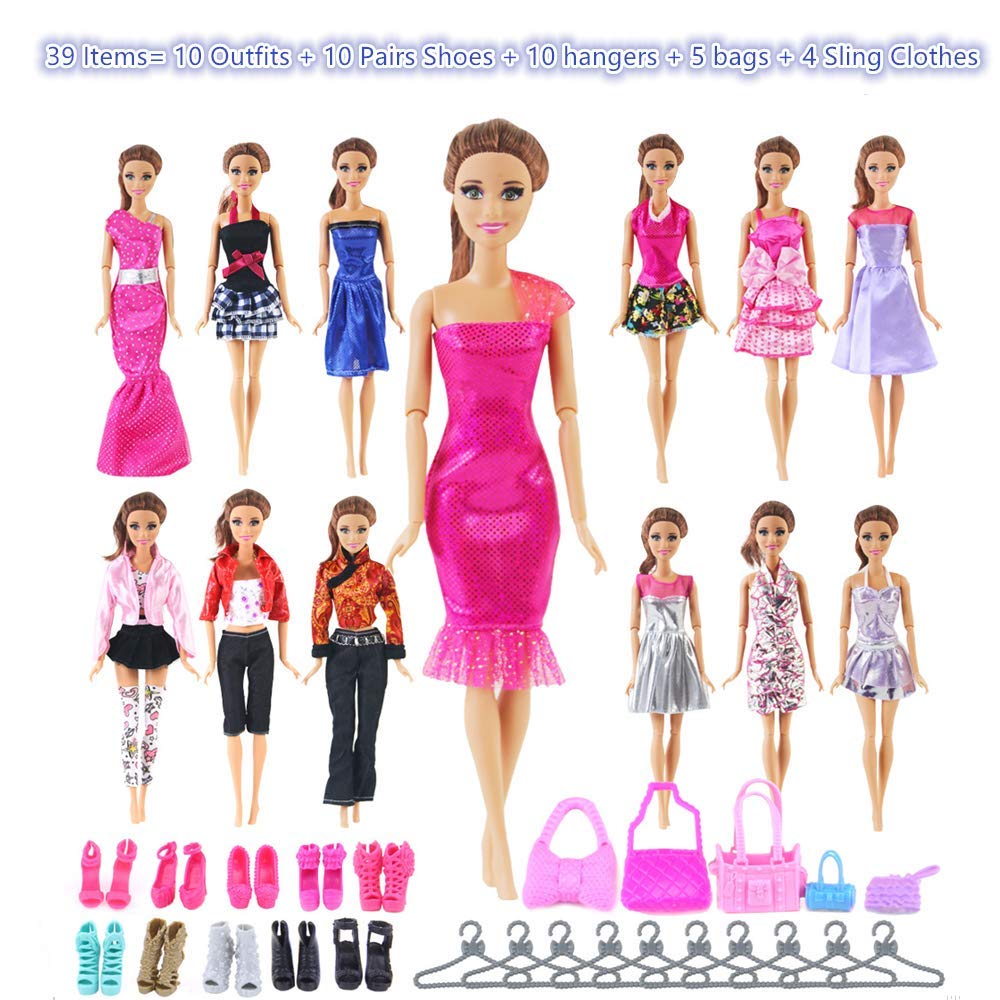 10 set beautiful Barbie clothes and shoes Accessories (39pcs in