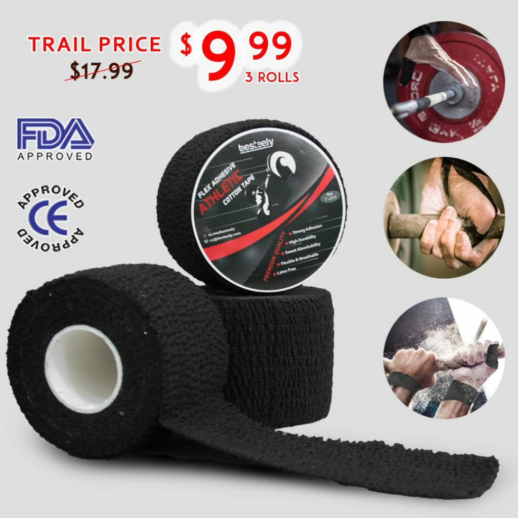 Stretch Athletic Sport Finger Tape for Olympic Weightlifting Crossfit Hook Grip Besteely Flexible Adhesive Thumb Tape Powerlifting & Strength Deadlift Training