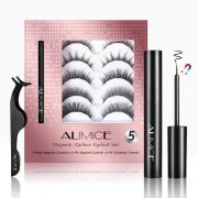 5 Pair Magnetic Lashes With Eyeliner and Applicator Tool Kit Natural Look for Women,Magnetic Eyeliner and 3D Magnetic False Eyelash Full Eye System with Tweezers Suit Reusable Waterproof (1)