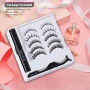 5 Pair Magnetic Lashes With Eyeliner and Applicator Tool Kit Natural Look for Women,Magnetic Eyeliner and 3D Magnetic False Eyelash Full Eye System with Tweezers Suit Reusable Waterproof (10）