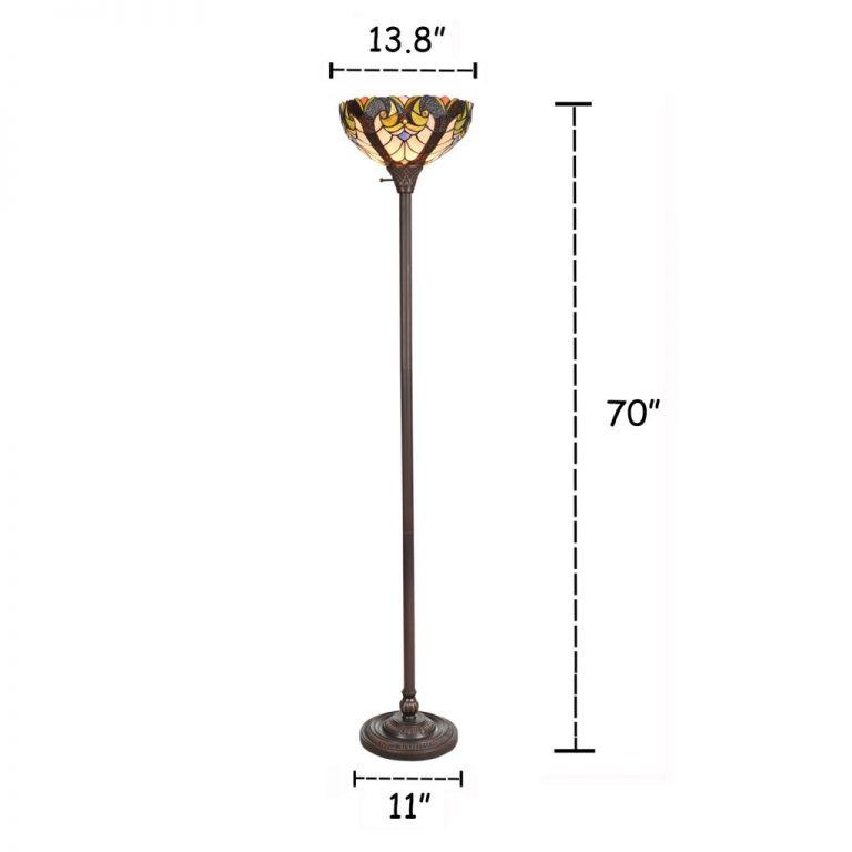 Cotoss Tiffany Style Torchiere Floor Lamp Tall 70 inch Wide 14 inch ...