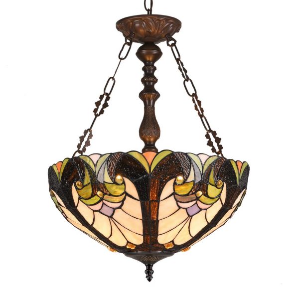 Cotoss Tiffany Style Inverted Ceiling Pendant Light Classic Victorian ...