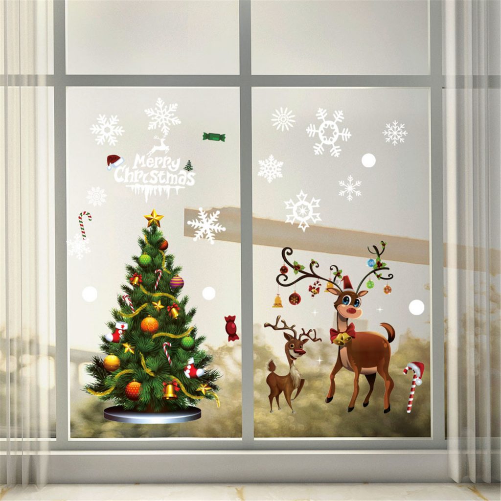 Christmas Window Clings – Window Decals – XM1 Xmas Tree Reindeer