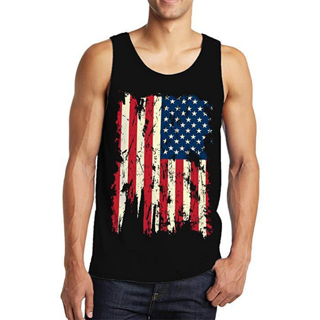 Zydvens Men’s Casual American Flag Print Sleeveless Tank Tops Muscle ...