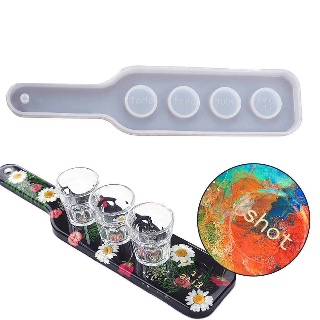Shot Glass Serving Resin Tray Mold Shot Glass Holder Uv Resin Molds 4 Holes  Resin Molds Silicone Tray for Shot Glasses Silicone Tray Molds for Beer  Flights Set Party Home Decor –