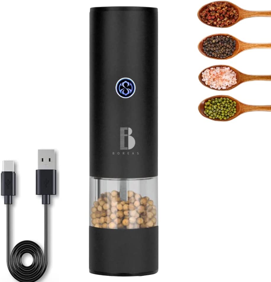 Electric Salt and Pepper Grinder Set, Gravity Sensor, 2 Pack