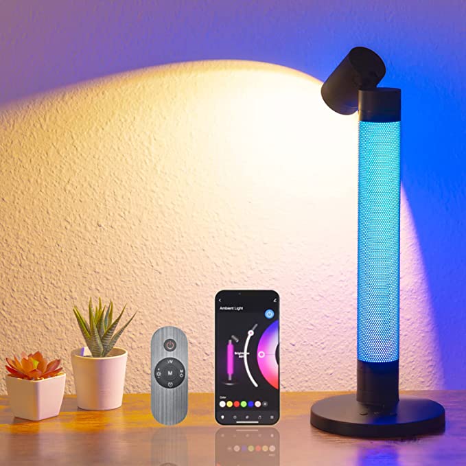 Smart Desk Lamp, Adjustable and Rotation, RGB Colors, APP Control DIY Lighting Modes, Works with Alexa, Night Light for Bedside, 600LM Desk Lamp for and Working, Ambience Light for Gaming –